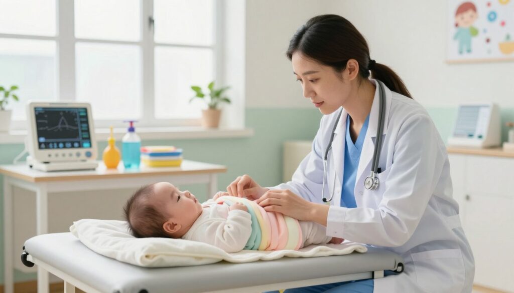 pediatrician monitoring infant health