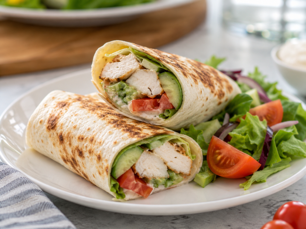Chicken wraps with fresh vegetables for a quick weeknight dinner